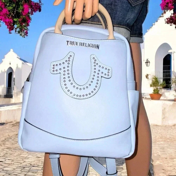 True Religion Baby Blue Mini Backpack Bag NWT - Picture 7 of 12